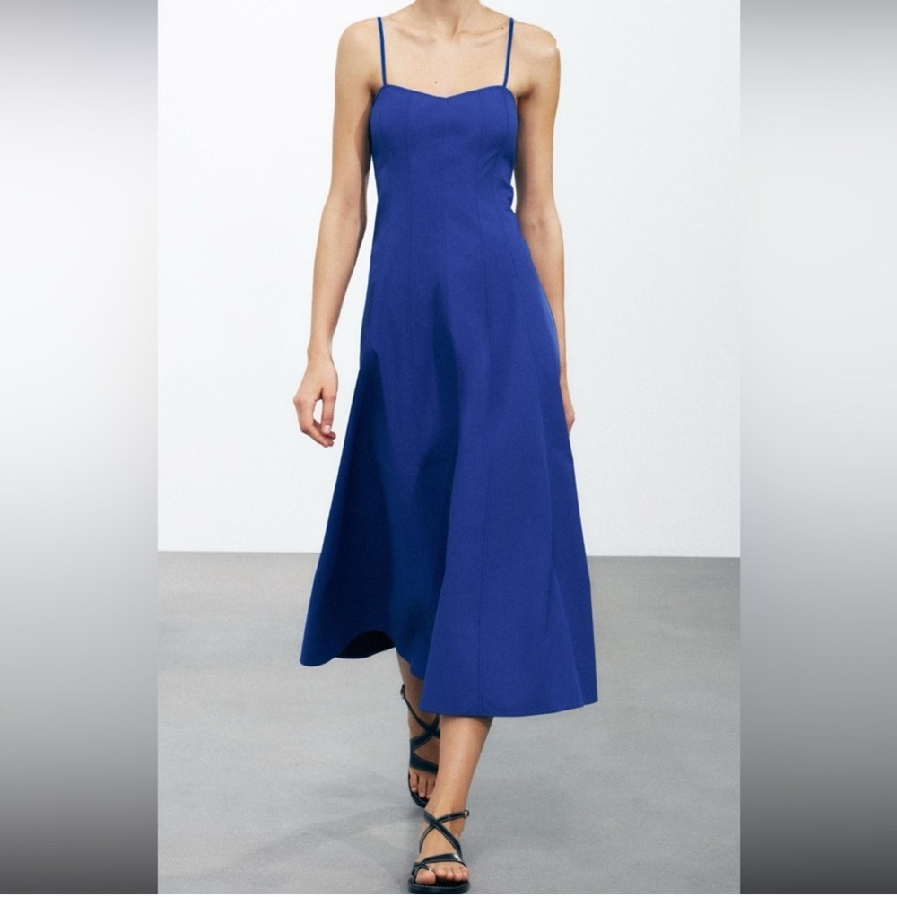 Zara poplin Elegant Blue Maxi Dress